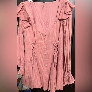 Free People Pink Ruffled Mini Dress